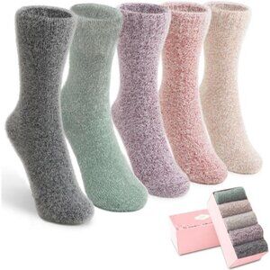 New 5 Pairs Fuzzy Soft Cozy Comfortable Socks for Women, Casual Sleep Comfy Sock